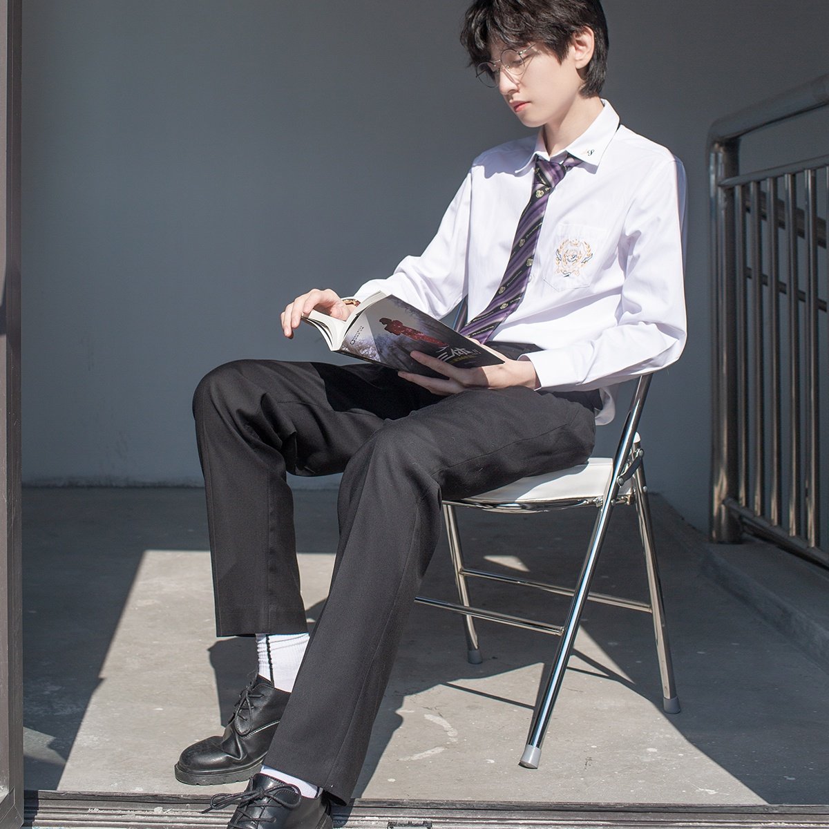 现货放学后黑灰蓝纯纯色裤子dk制服男生校服学生校服