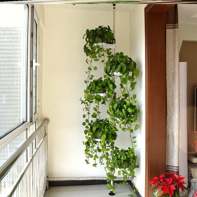 立柱顶天立地伸缩花架悬挂式擎天柱支撑撑杆绿萝多层花架