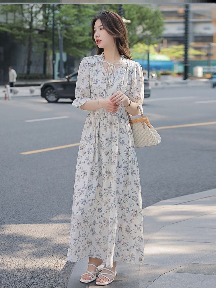 气质超仙女装长款裙子加长欧美加欧美脚踝质超连衣裙