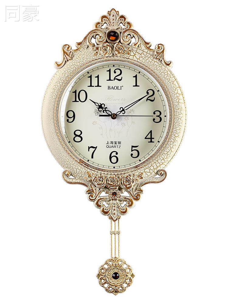 宝丽丽欧用式摇摆钟表家简约现钟代静音音壁挂钟厅挂钟