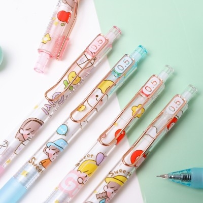 5儿童新款小学生韩版自动笔可爱超萌少女心小清新女孩铅笔公主 - 网格