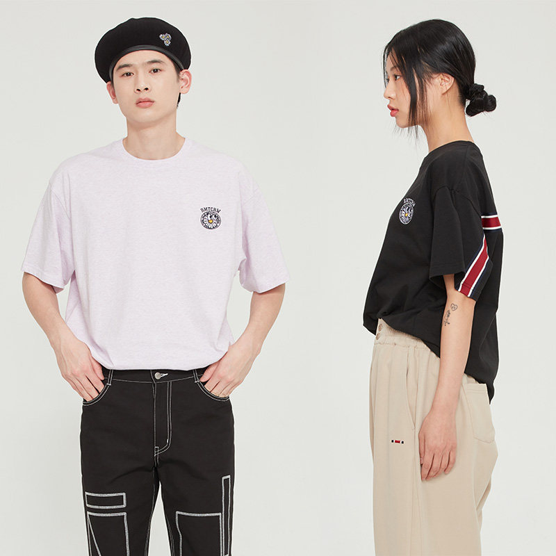 romanticcrown2022夏季新款雏菊图案标志性条纹设计纯棉t恤