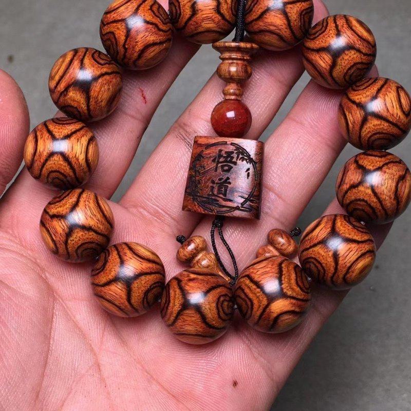 海南黄花梨手串鬼脸对眼海黄老鬼眼京剧脸谱手串