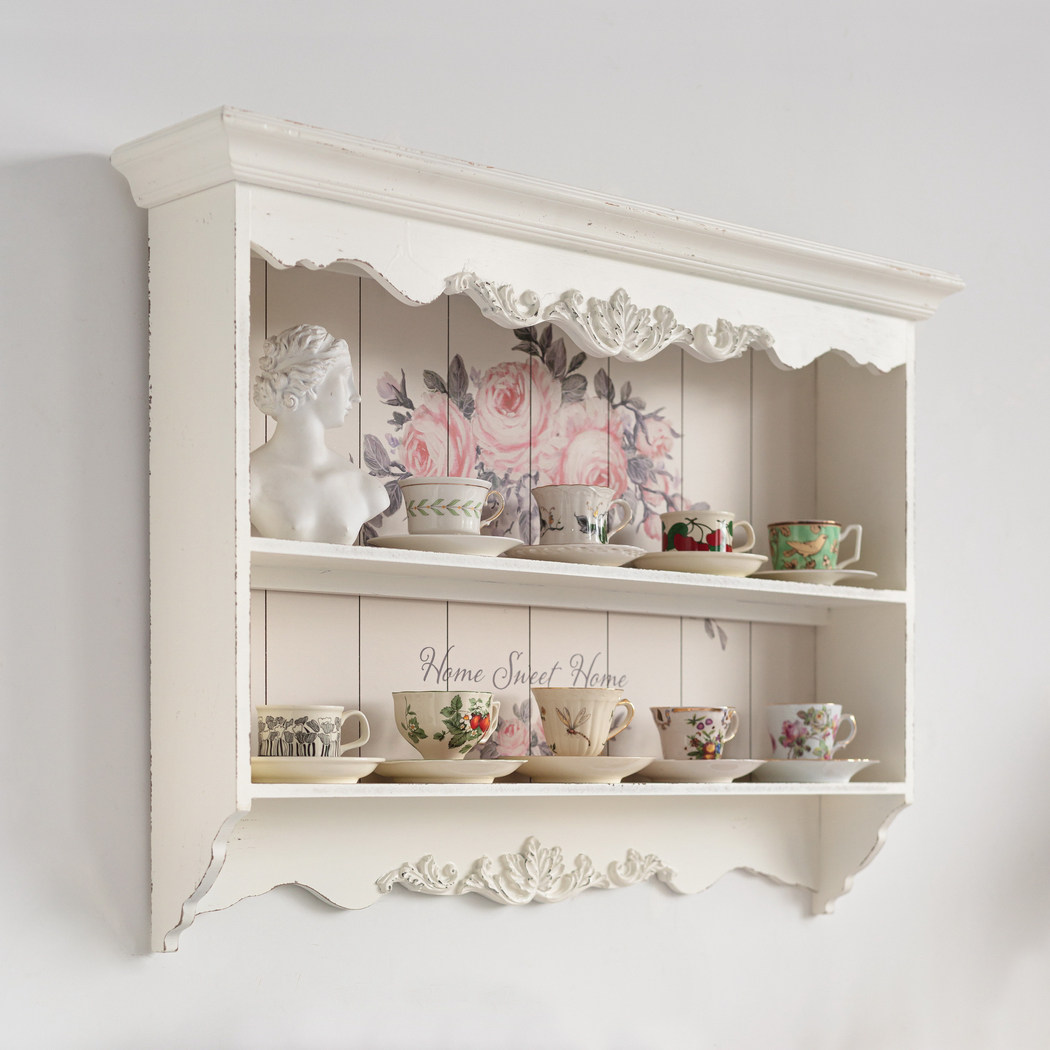壁柜白色实木做旧法式壁挂装饰创意吊柜家用吊柜