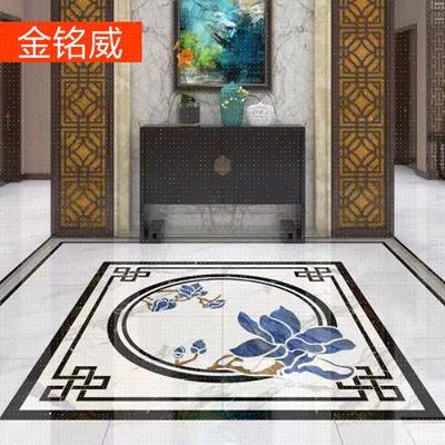 现代简约新中式抛晶砖瓷砖拼花客厅地板砖新款水刀地砖地毯砖地心