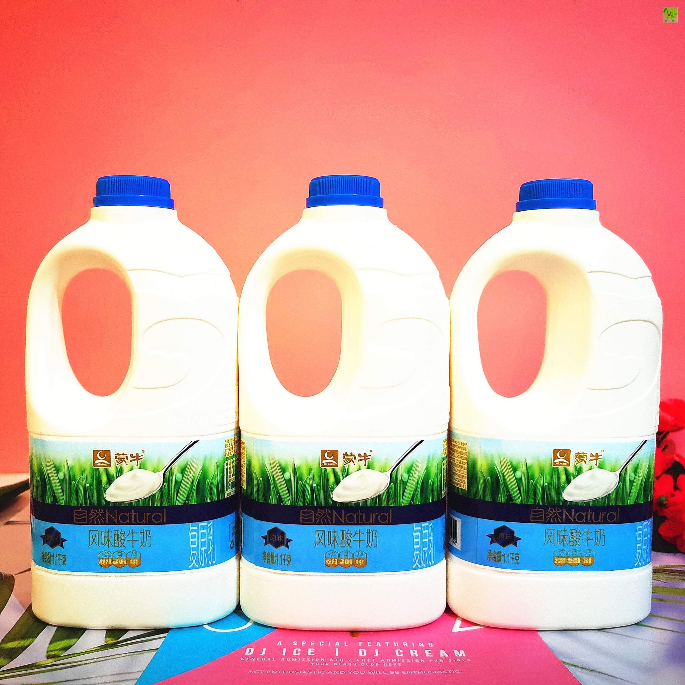大桶桶装鲜牛奶风味酸牛奶1.1kg水果酸奶自然纯香酸奶