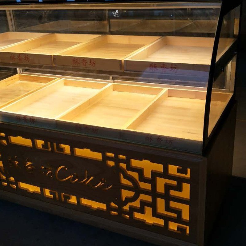 面包台式食品展示柜商用陈列实木弧形蛋糕糕点面包展柜