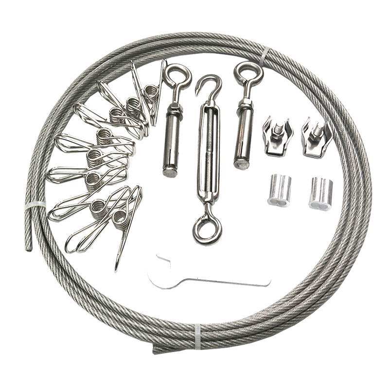 螺丝晾衣膨胀收紧绳子户外家居钢丝胶软内包钢丝绳