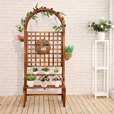 新品防腐木户外半圆形花架弧形大阳台半拱形月季实木爬藤架小花园