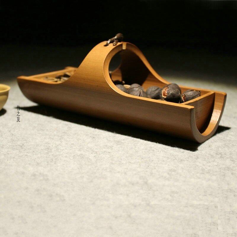 竹制品工艺品手工干果果盘家用日式创意茶点零食竹编