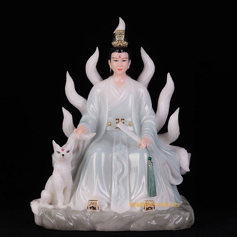 九尾狐仙公i子男款九尾狐仙神像汉白玉男狐仙