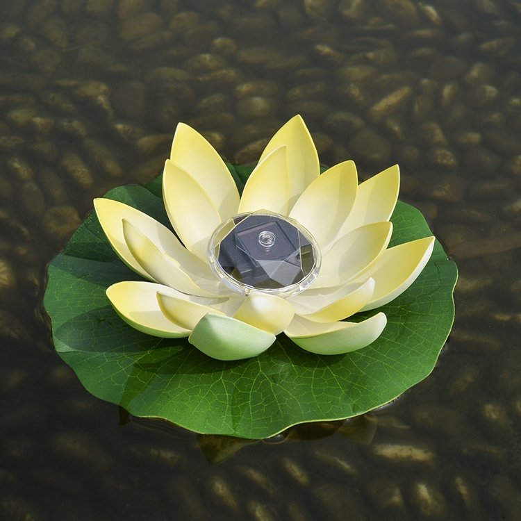 太阳能发光莲花景观荷花祈福浮水河睡莲led水池荷花灯