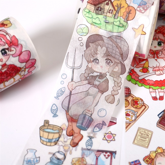 少女卡通手账贴画整卷可爱ins锦鲤胶带手帐胶带