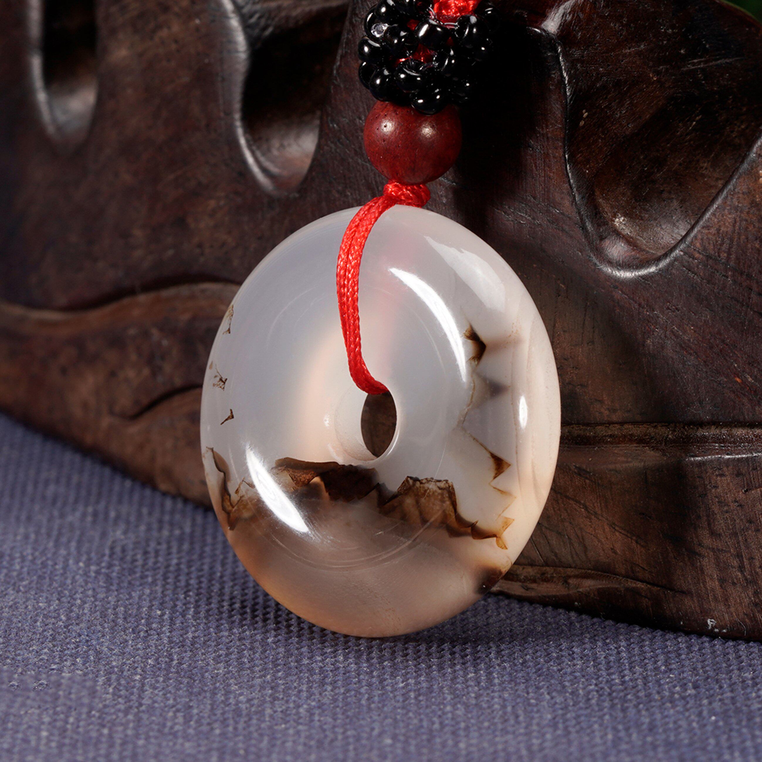 吊坠水草玛瑙平安扣玉佩项坠情侣挂件玉石天然项坠