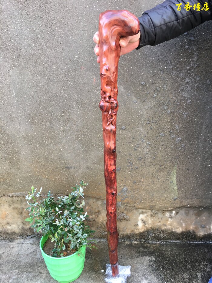 把玩越南紫檀鬼脸棍棒原木木料木棒海南黄花梨木雕