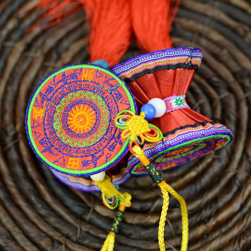 广西壮族特色壮锦壮绣铜鼓挂件民间手作工艺工艺品壮绣