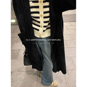 LUU Taoxier / imitation mink velvet coat ດູໃບໄມ້ລົ່ນແລະລະດູຫນາວຂອງແມ່ຍິງເປືອກຫຸ້ມນອກຫນາທີ່ມີຄວາມຍາວກາງ, cardigan ວ່າງ lazy knitted