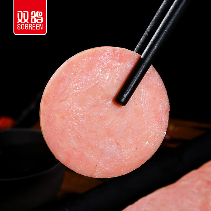 双鸽里脊肉肠350g大肉块火腿肠粗大即食可切片午餐肉麻辣烫新日期