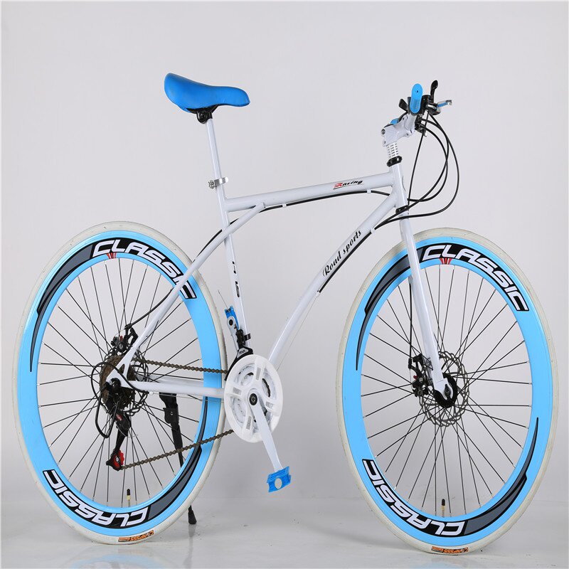 死飞变速自行车双碟刹男复古女士公路赛学生轻便成人款实心胎单车