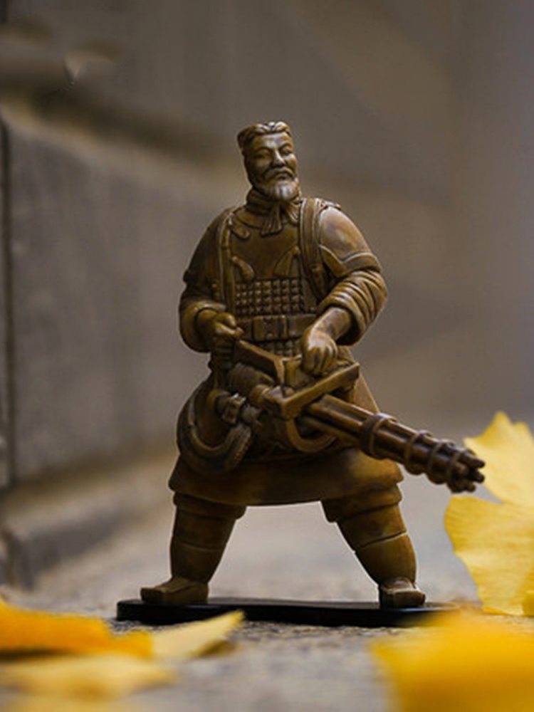摆件机关枪加特林兵马俑拿枪火箭筒迫击炮超日潮玩盲盒