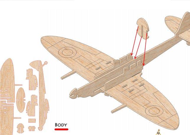 3d立体螺旋桨战斗飞机拼装模型 激光切割雕刻cad/dxf矢量图纸