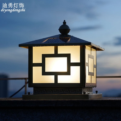 全铜太阳能柱头灯市电两用别墅大门灯门柱户外防水新款庭院围墙灯