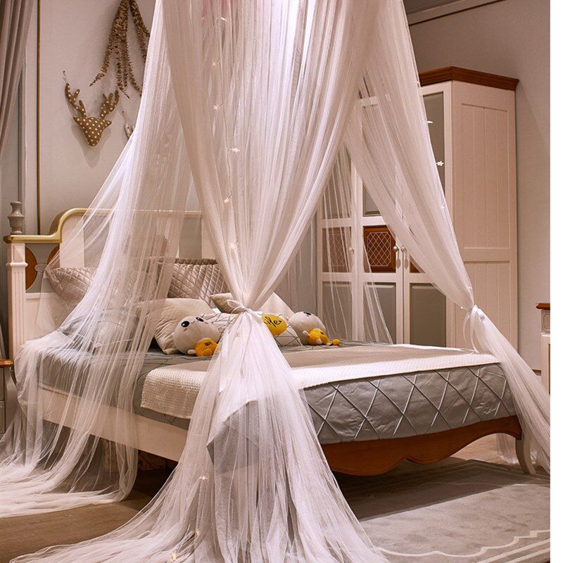 女童公主床头帘幔蚊帐床帘一体式家用房间童床蚊帐