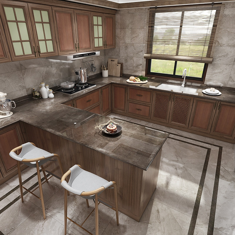 全屋定制激光定做门板橱柜爱格定制岛台实木开门整体厨柜