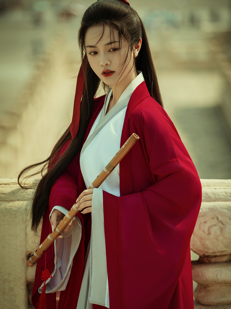 红色汉服女古装武侠古风风中国风魏晋侠客2022汉服