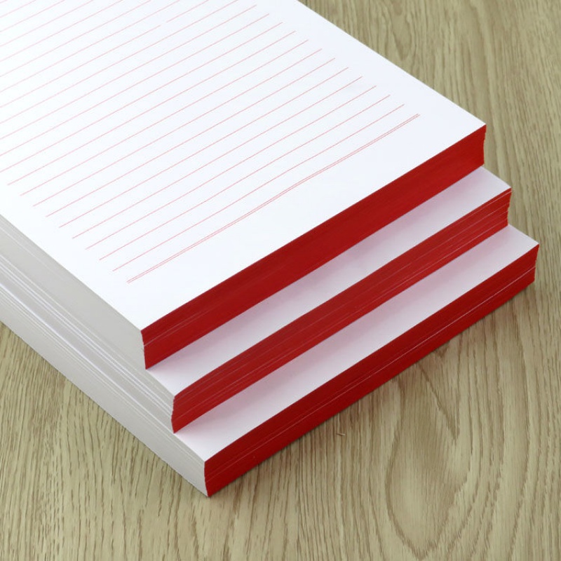 包邮10本加厚红色单线信纸25行黑线稿纸横格护膝