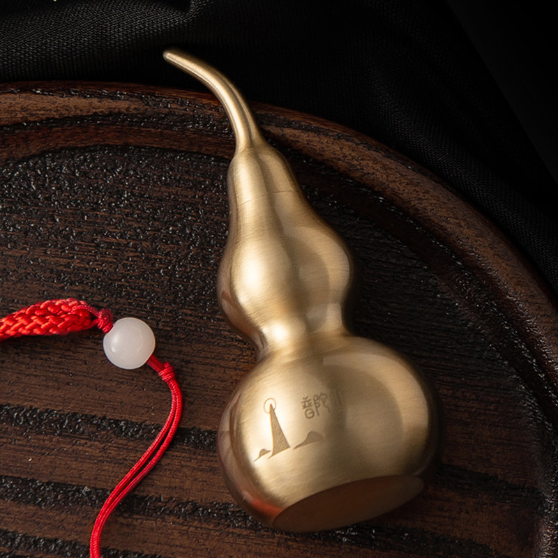 中华老字号朱府铜普陀山平安福黄铜葫芦挂件装饰摆件