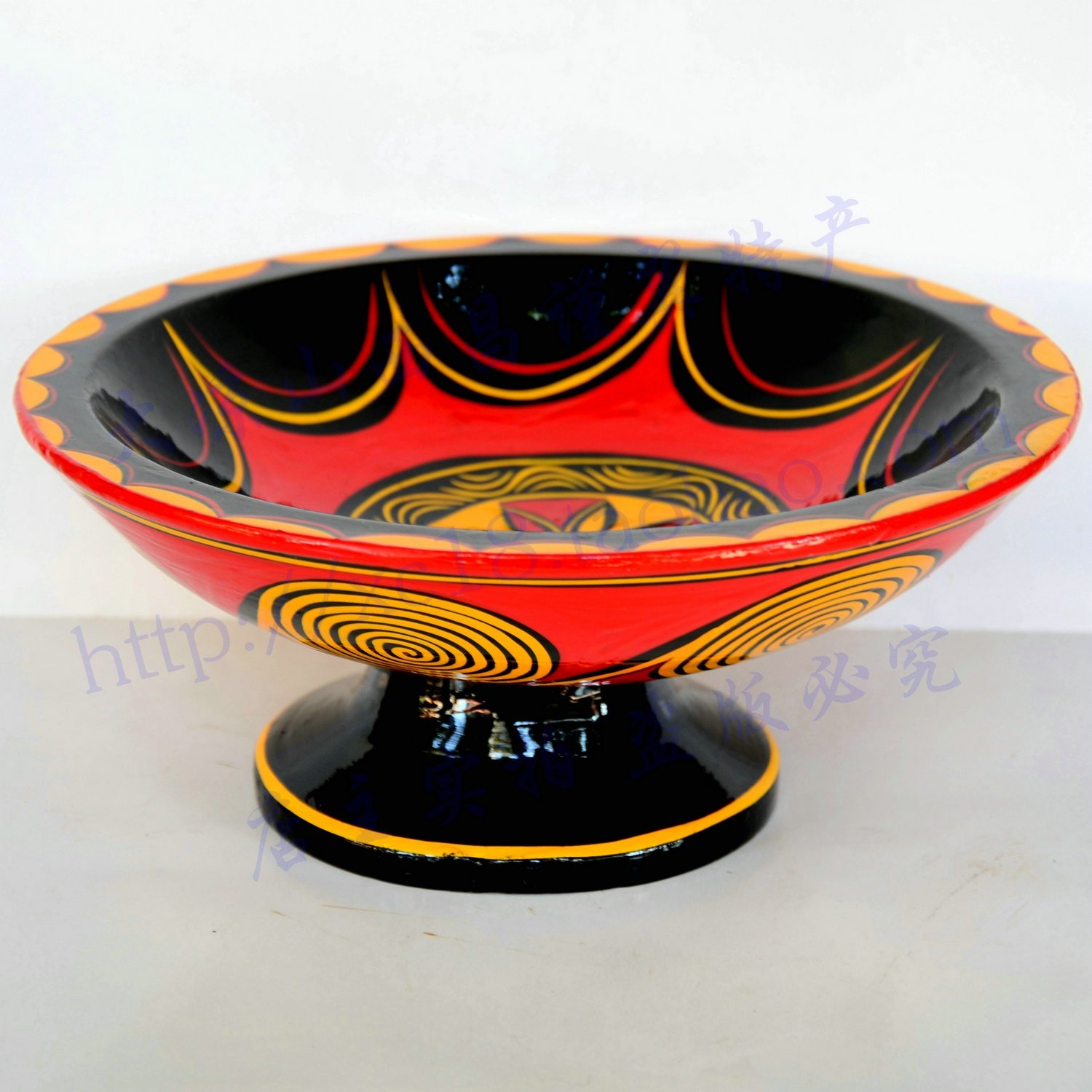 彩绘盘子彝族凉山大菜具矮脚漆器餐具果盘盘餐漆器