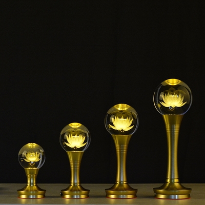 花灯佛教水晶玻璃莲花佛灯led神台荷花usb荷花灯