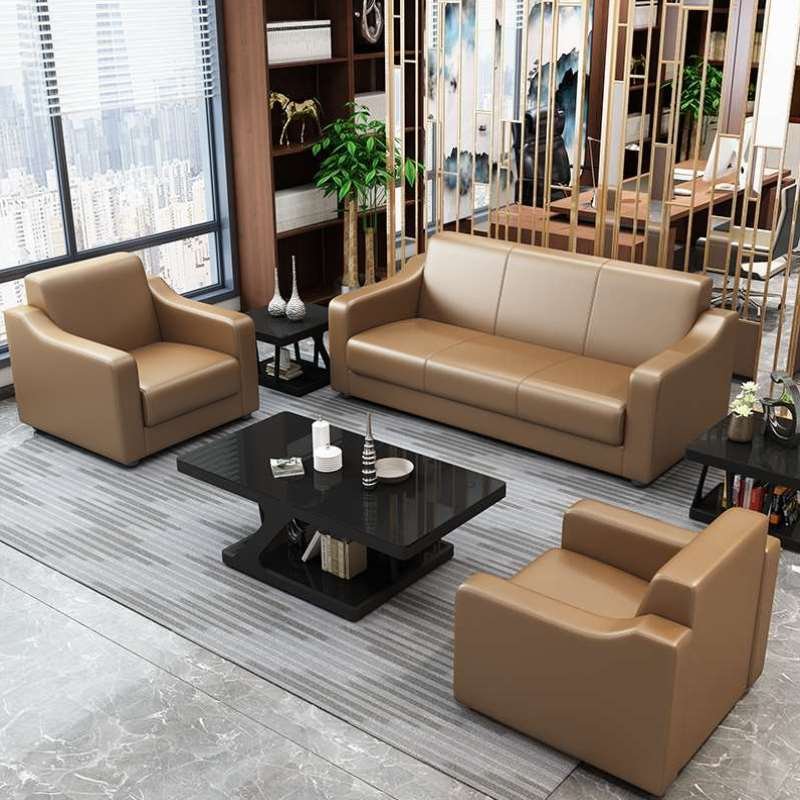 客厅办公室皮艺沙发三人位茶几组合高档套装公寓小户型午休家具休