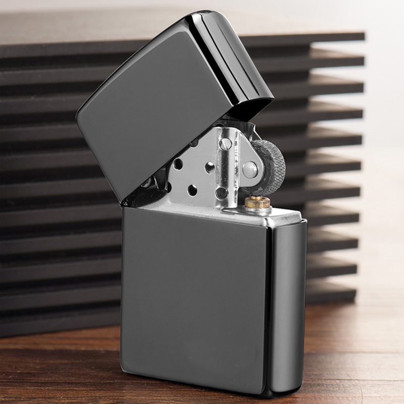 余烟uyan经典黑冰打火机煤油复古翻盖黑色创意个性煤油打火机