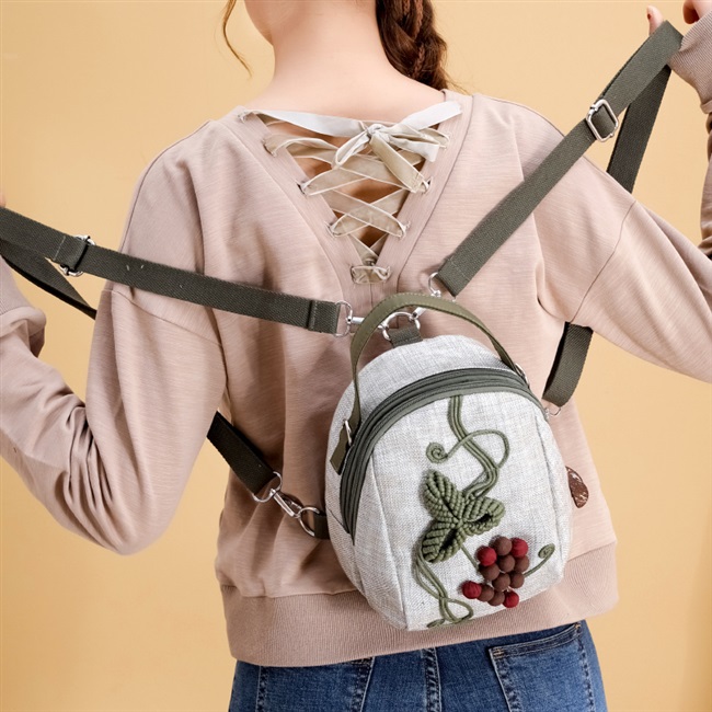 斜挎双肩包迷你小号新款手提胸前民族风葫芦帆布双肩背包