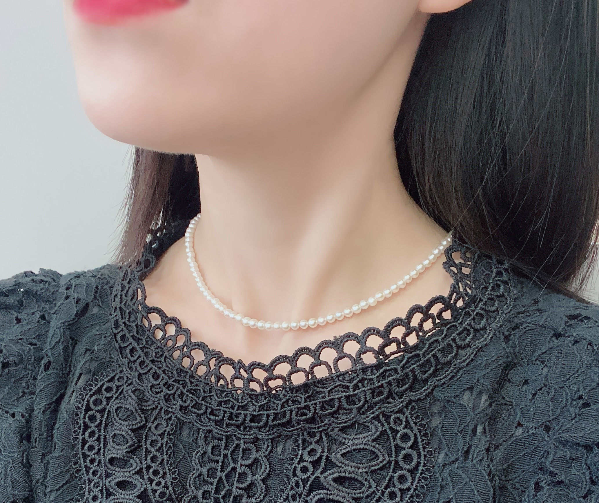 明星同款珍珠项链进口14k包金天然淡水小珍珠迷你锁骨链choker