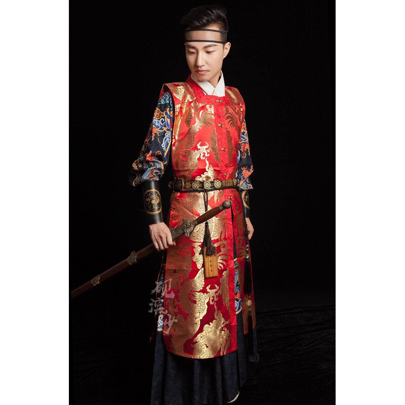 汉服男罩甲比甲明制飞鱼服曳撒贴里直裰紫宸现货汉服定制