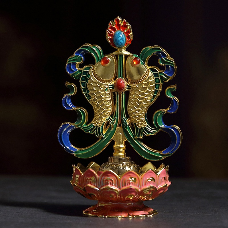 摆件西藏镀金金大莲花八吉祥供佛密宗法器装饰摆件