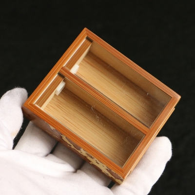曹自康内榫文玩虫盒竹蛉盒双室湘妃竹精制手工名家茶道