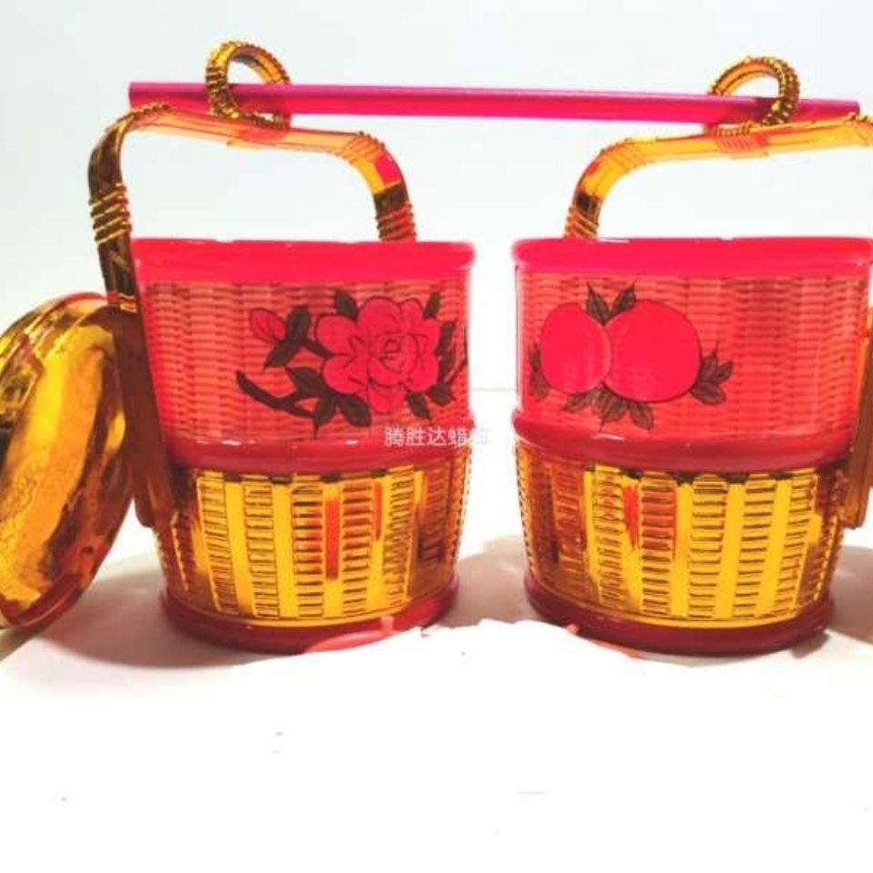 潮汕过年用品拜神月娘手提中秋节竹篮花篮防风蜡烛