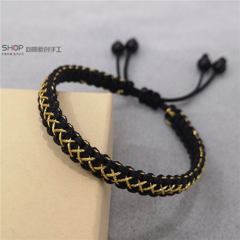 黑红diy头发一对情侣手链手编材料双色自己手链