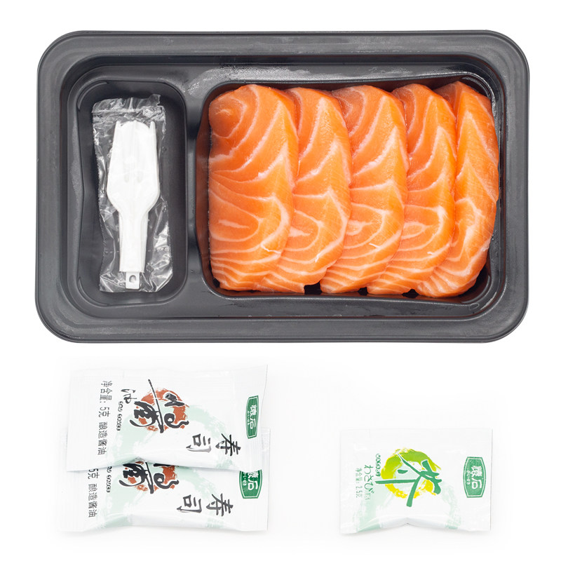 华润五丰渔市挪威冰鲜三文鱼100g新鲜刺身即食生鱼片海鲜鲑鱼