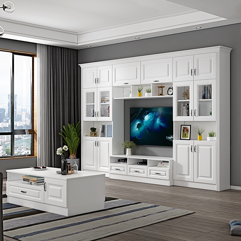 茶几电视柜客厅2021年新款白色组合柜子一体整体电视柜