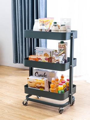 移动收纳零食小置推车车带物碳婴儿轮车书架整理架