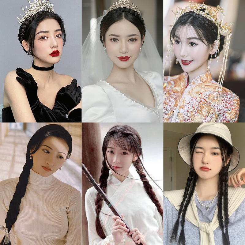 假发辫子儿童跳舞舞蹈广场舞麻花辫大粗红军小辫子其它假发