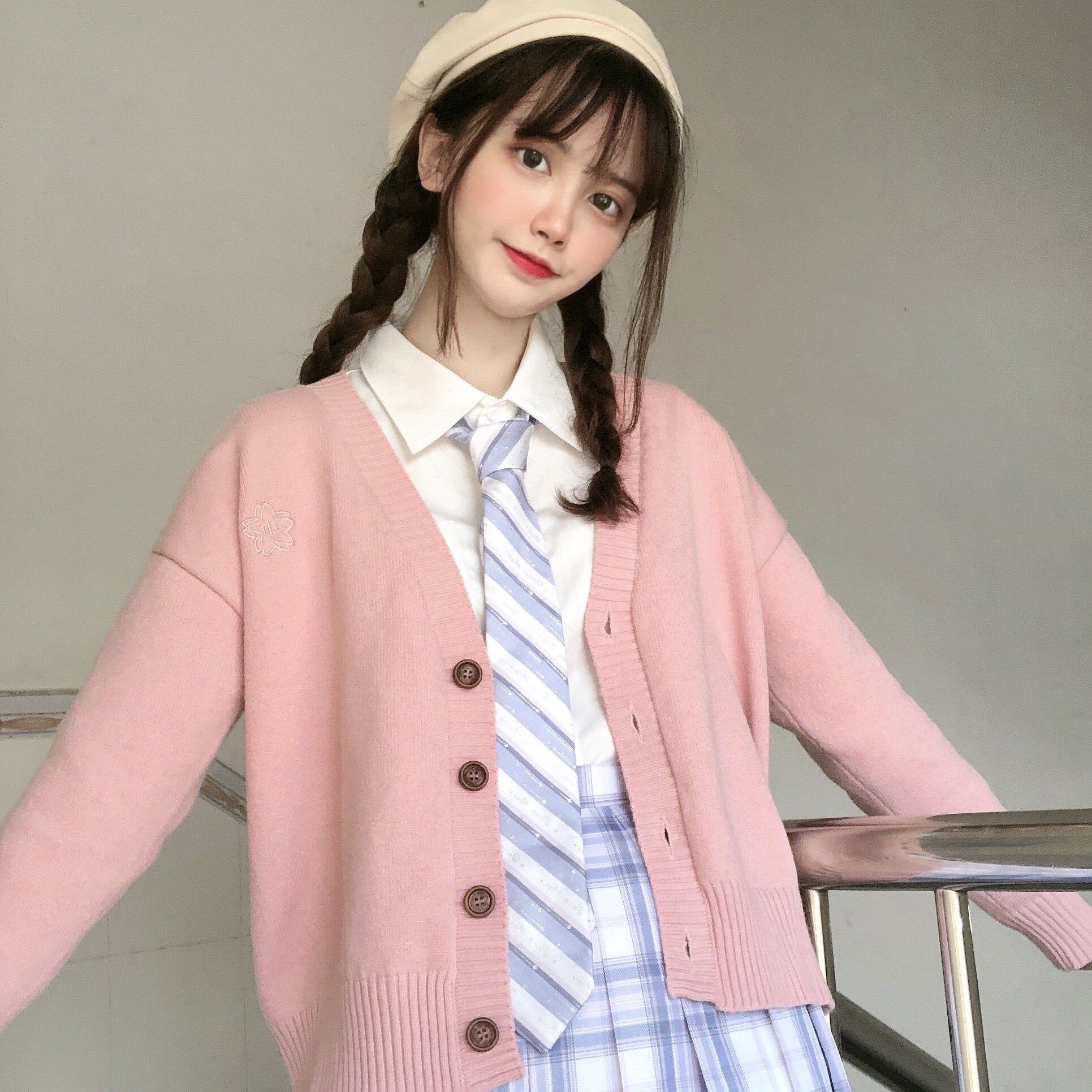 制服闺蜜风开学院刺绣原创jk现货桃井开衫jk