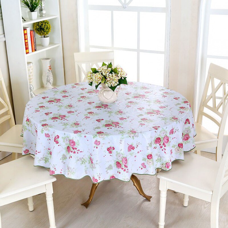 布防桌布va圆桌家用塑料餐桌酒防圆形台布pe