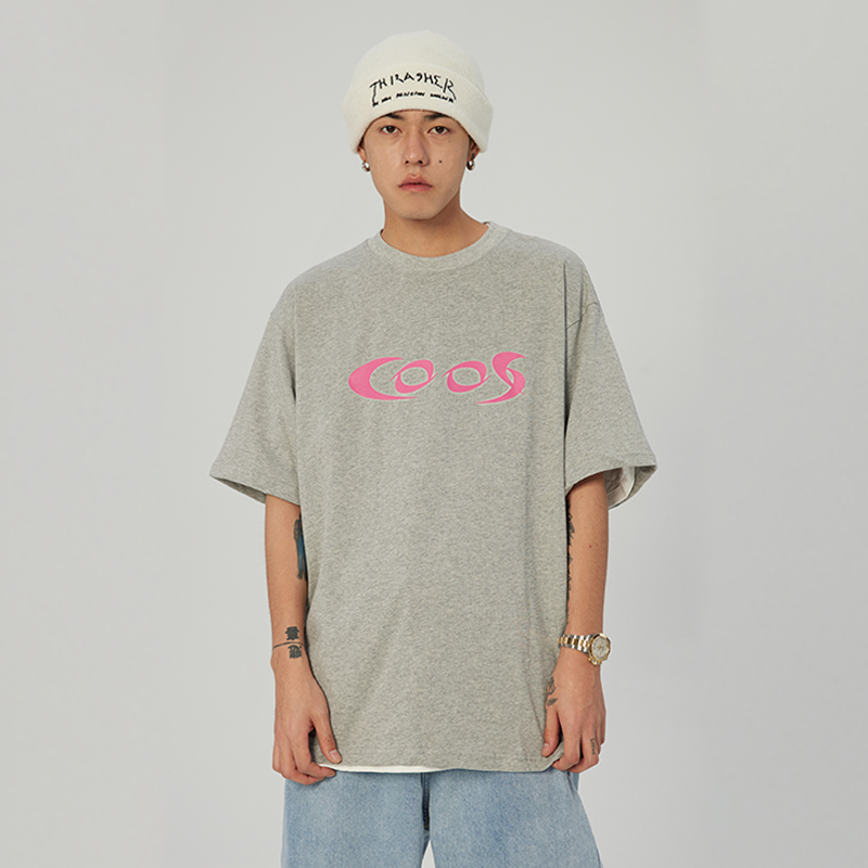 CoosRetro夏季新款美式街头幻影logo纯棉t恤男国潮宽松打底衫短袖