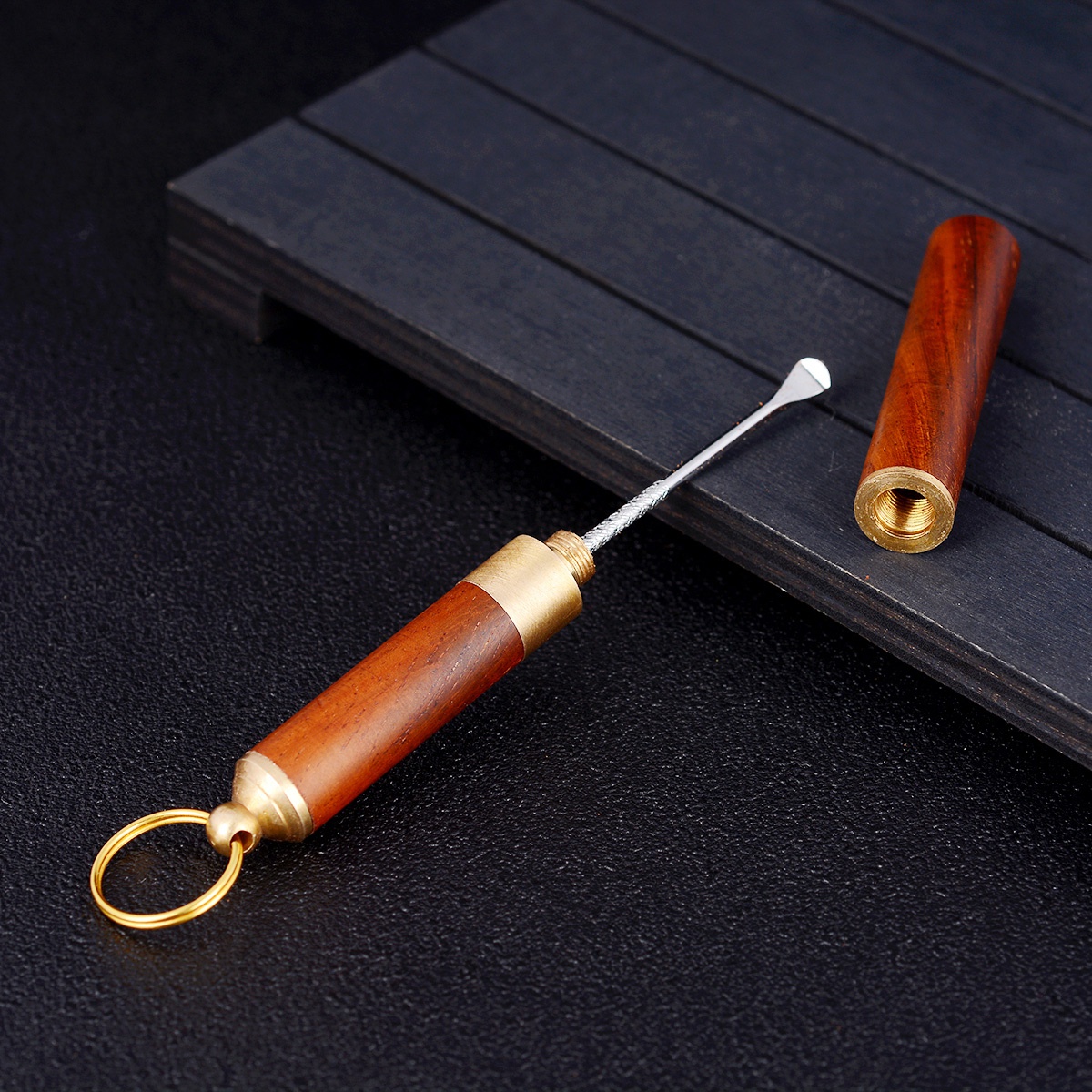 红酸枝掏耳勺木质单个装采耳师扣钥匙扣耳勺挖耳器成人老式